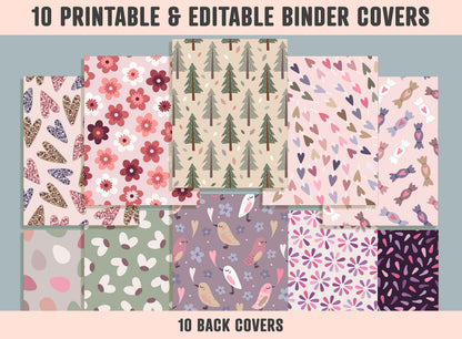 Soft Pastel Colors Binder Cover, 10 Printable Editable Covers + Spines, Binder Insert, Planner Cover, Teacher Binder, School Binder Cover