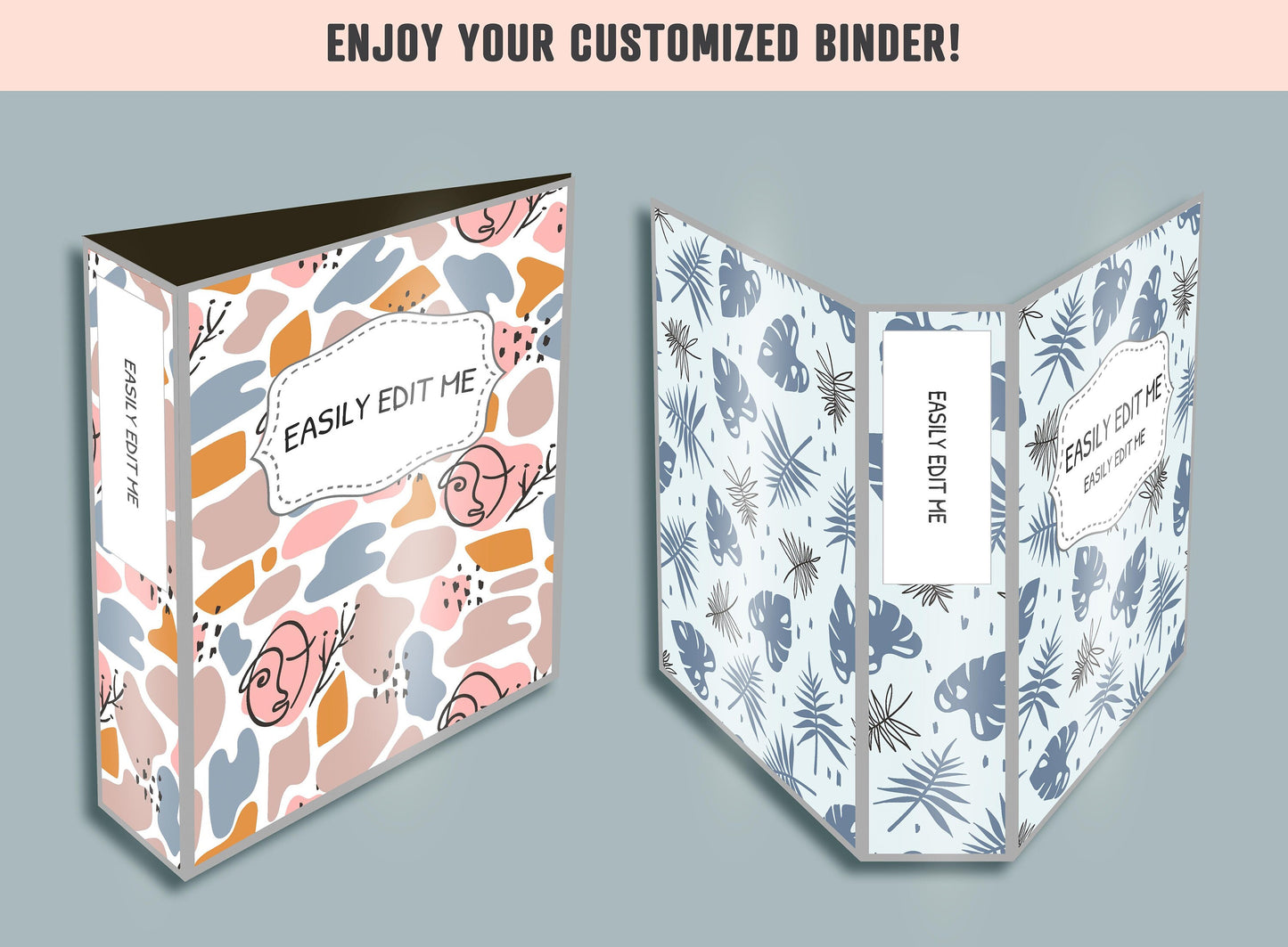 Simple Geometric and Floral Binder Cover, 10 Printable & Editable Binder Covers+Spines, Teacher/School Binder Labels, Planner/Folder Inserts