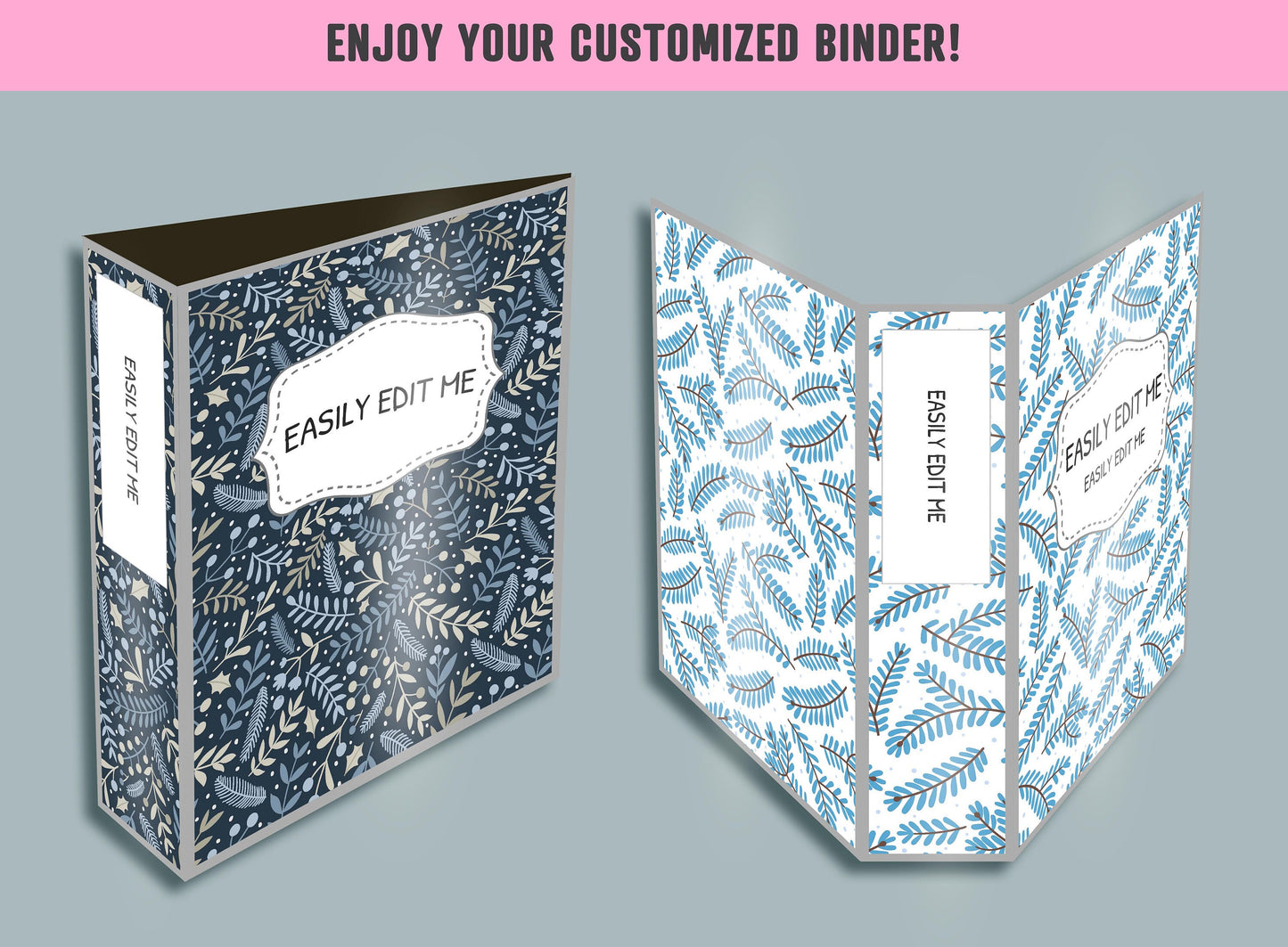 Decorative Floral Binder Cover, 10 Printable/Editable Binder Covers + Spines, Flower Planner Template Teacher/School Binder Label/Insert