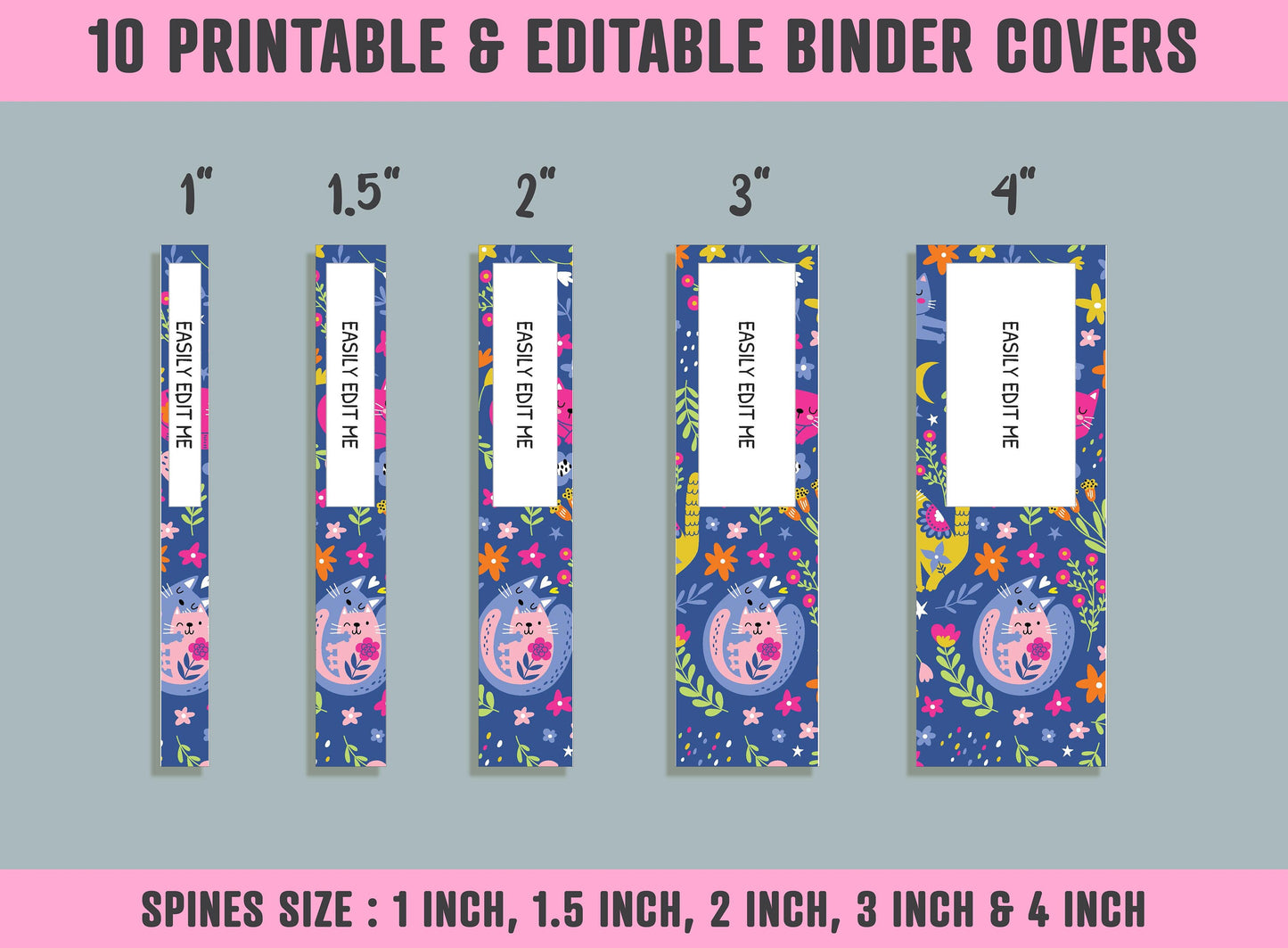 Cute Funny Animals Binder Cover, 10 Printable & Editable Binder Covers + Spines, Teacher/School Binder Labels, Planner/Folder Inserts