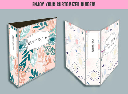 Stylist Floral and Flower Binder Cover, 10 Printable & Editable Binder Covers + Spines, Teacher/School Binder Labels, Planner/Folder Inserts