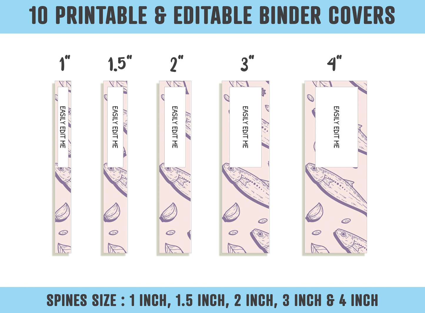 Healthy Food Binder Cover, 10 Printable & Editable Binder Covers + Spines, Planner Template, Teacher/School Binder Labels, Folder Inserts