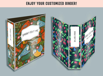 Various Birds Binder Cover, 10 Printable/Editable Binder Covers + Spines, Bird Planner Template, Teacher/School Binder Labels/Inserts
