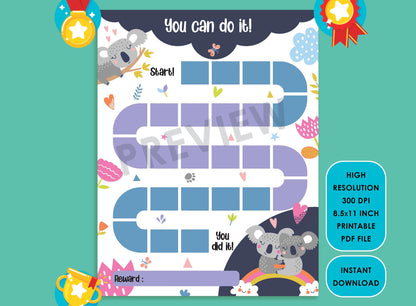 Printable llama Reward Chart, Koala Behavior Chart, Girl Chore Chart, Chore Chart for Kids, Responsibility Chart, Cute Sticker Chart