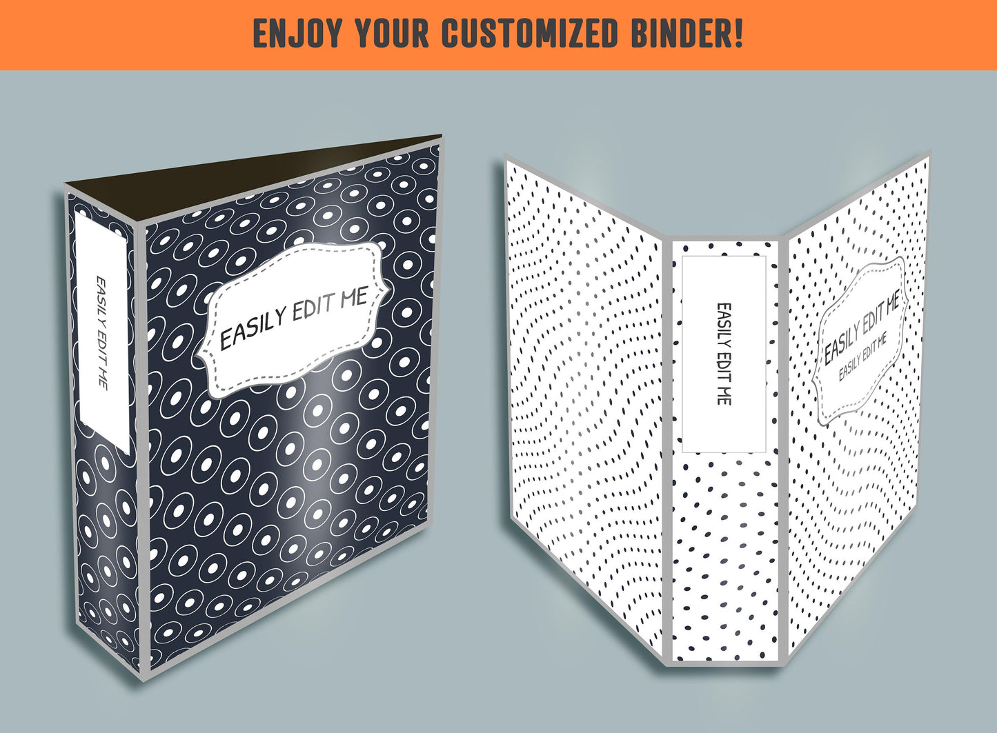 Minimal Simple Dotted Geometric Binder Cover, 10 Printable/Editable Covers + Spines, Planner Template, Teacher/School Binder Label/Insert