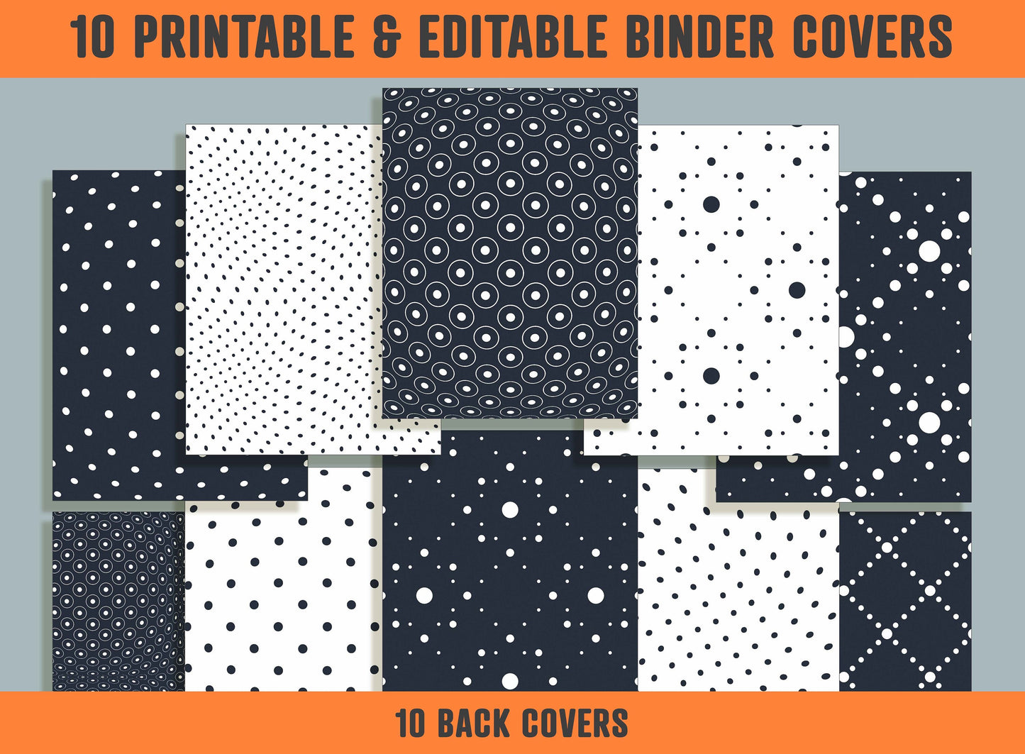 Minimal Simple Dotted Geometric Binder Cover, 10 Printable/Editable Covers + Spines, Planner Template, Teacher/School Binder Label/Insert