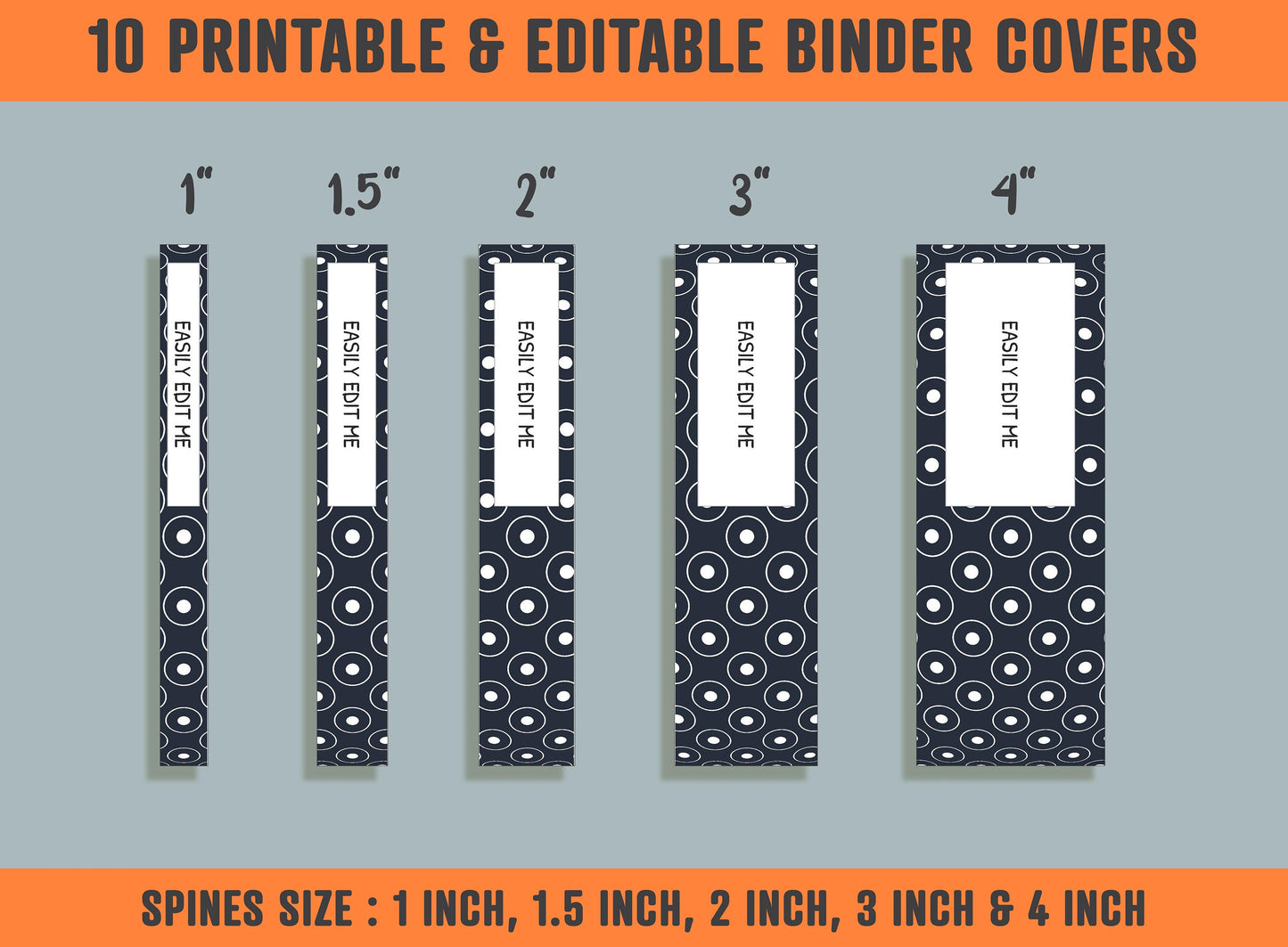 Minimal Simple Dotted Geometric Binder Cover, 10 Printable/Editable Covers + Spines, Planner Template, Teacher/School Binder Label/Insert