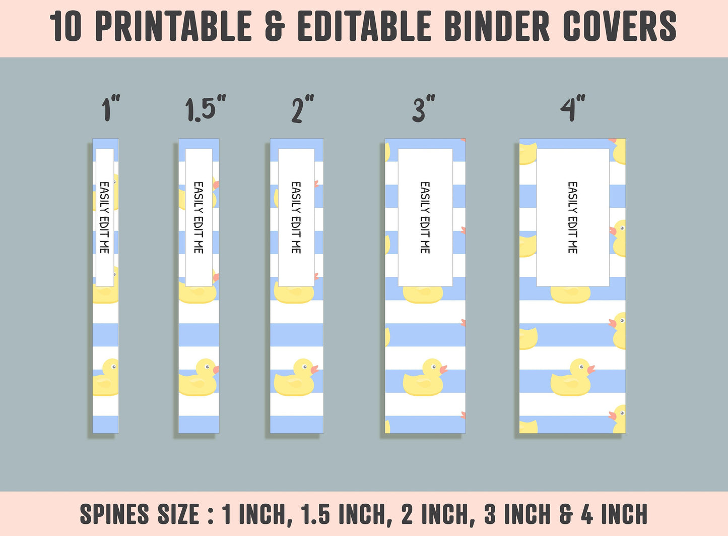 Baby Shower Binder Cover, 10 Printable/Editable Binder Covers+Spines, Baby Girl and Boy Planner Template, Teacher/School Binder Label/Insert