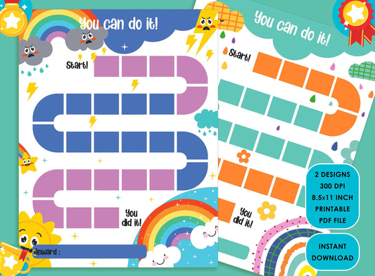 Printable Rainbow Reward Chart, Colorful Behavior Chart, Boy/Girl Chore Chart, Chore Chart for Kids, Responsibility Chart Cute Sticker Chart