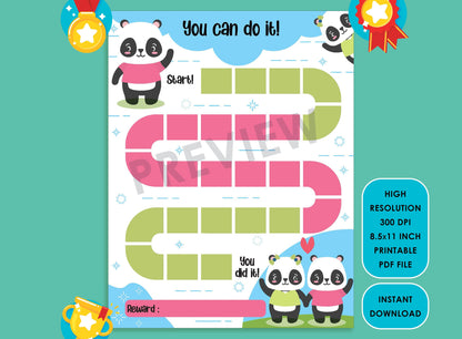 Printable Panda Reward Chart, Panda Bear Behavior Chart, Boy/Girl Chore Chart, Chore Chart for Kids, Responsibility Chart Cute Sticker Chart