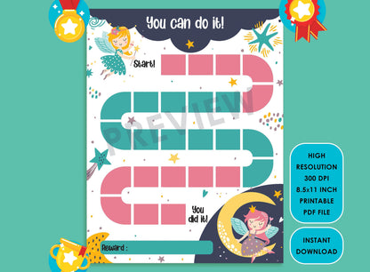 Printable Mermaid Reward Chart, Fairy Behavior Chart, Girl Chore Chart, Chore Chart for Kids, Responsibility Chart, Cute Sticker Chart