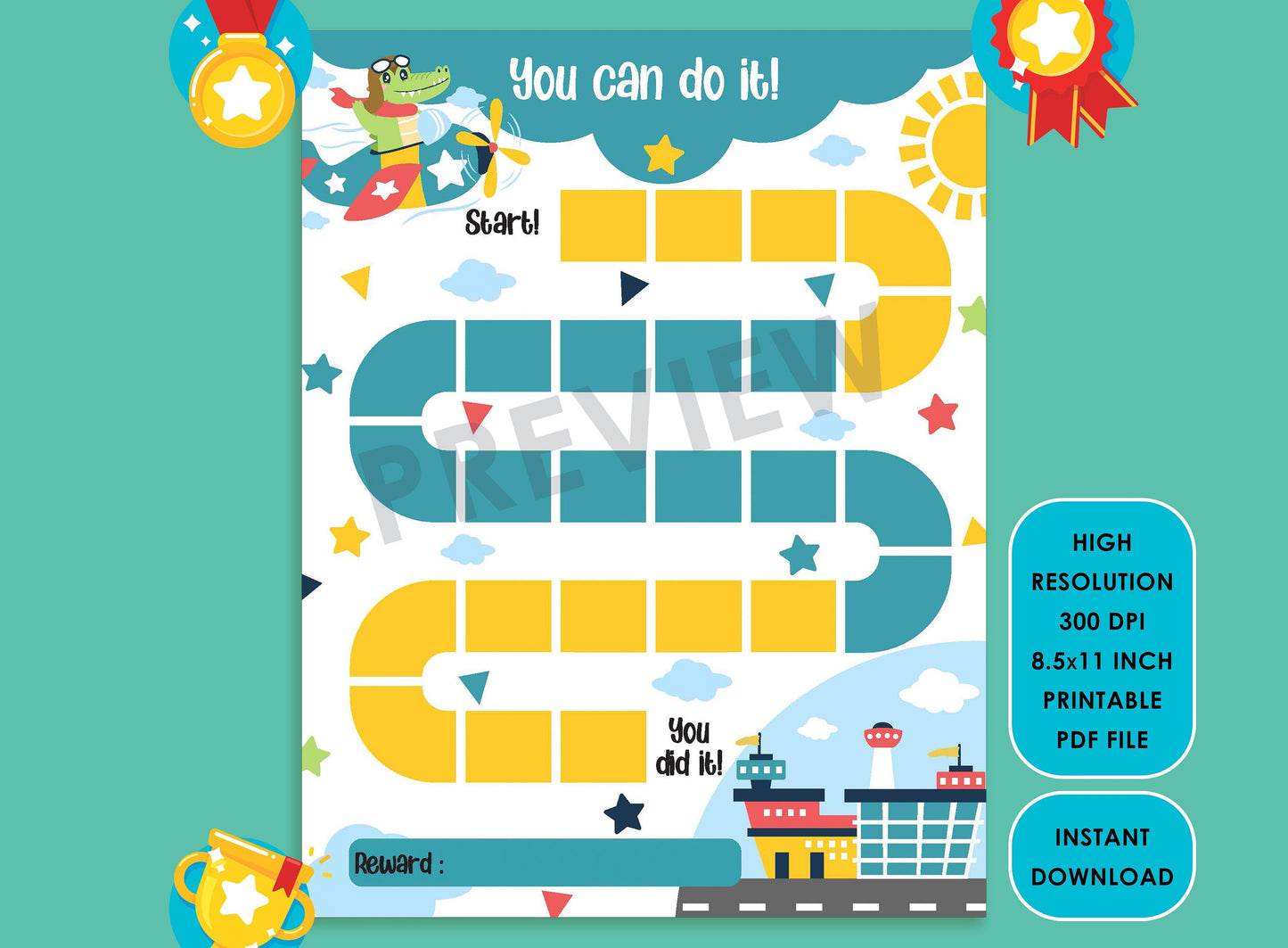 Printable Airplane/Pilot Reward Chart, Helicopter Behavior Chart/Boy Chore Chart, Chore Chart for Kids, Responsibility Chart, Sticker Chart