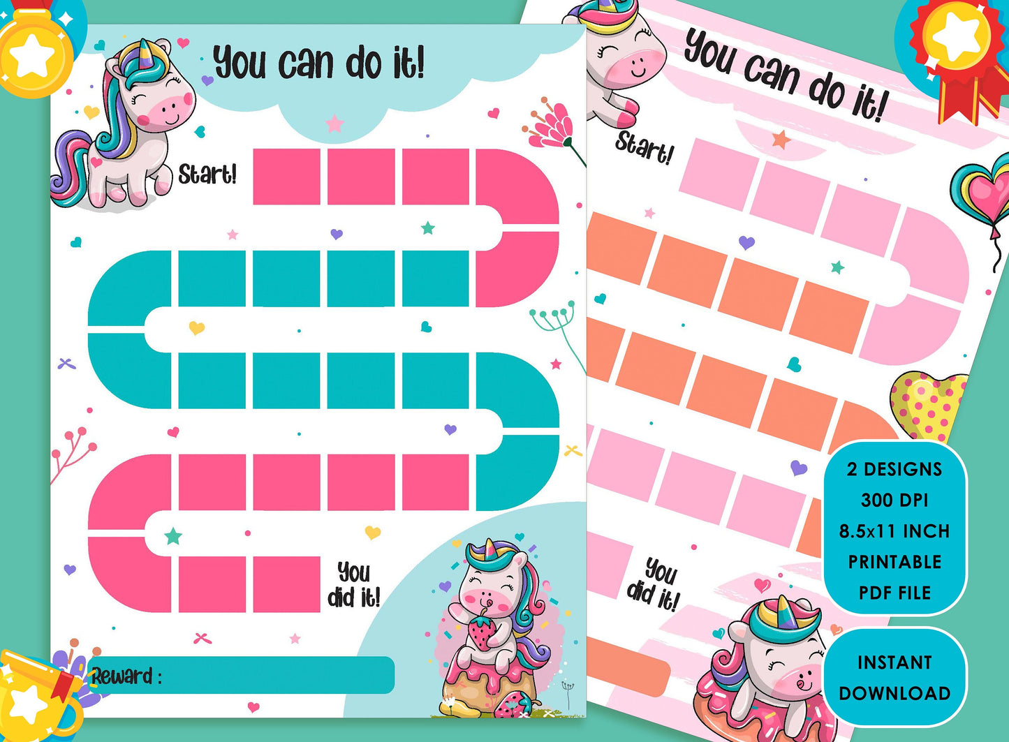 Printable Cute Magical Unicorn Reward Chart, Behavior Chart, Girl Chore Chart, Chore Chart for Kids, Responsibility Chart/Cute Sticker Chart
