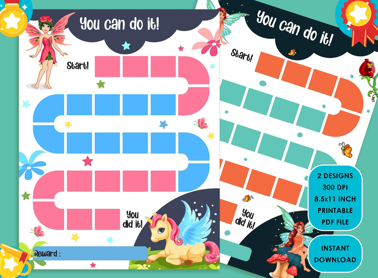 Printable Beautiful Flower Fairy Reward Chart, Behavior Chart, Girl Chore Chart, Chore Chart for Kids, Responsibility Chart, Sticker Chart