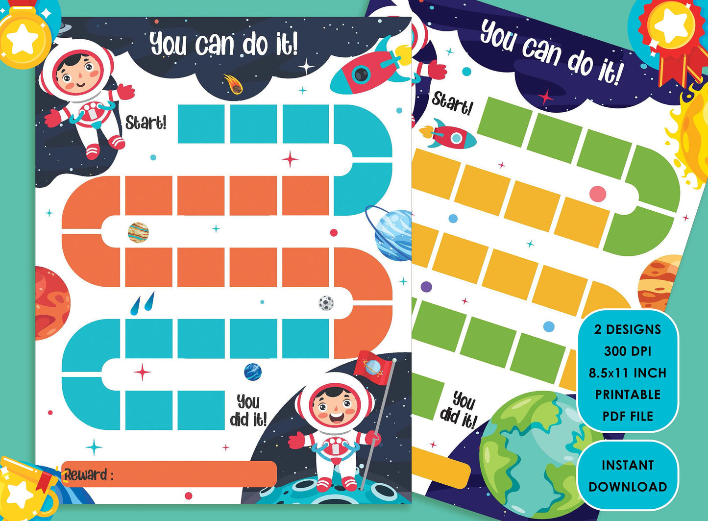 Printable Astronaut Reward Chart, Space Behavior Chart, Boy/Girl Chore Chart, Chore Chart for Kids, Responsibility Chart, Cute Sticker Chart