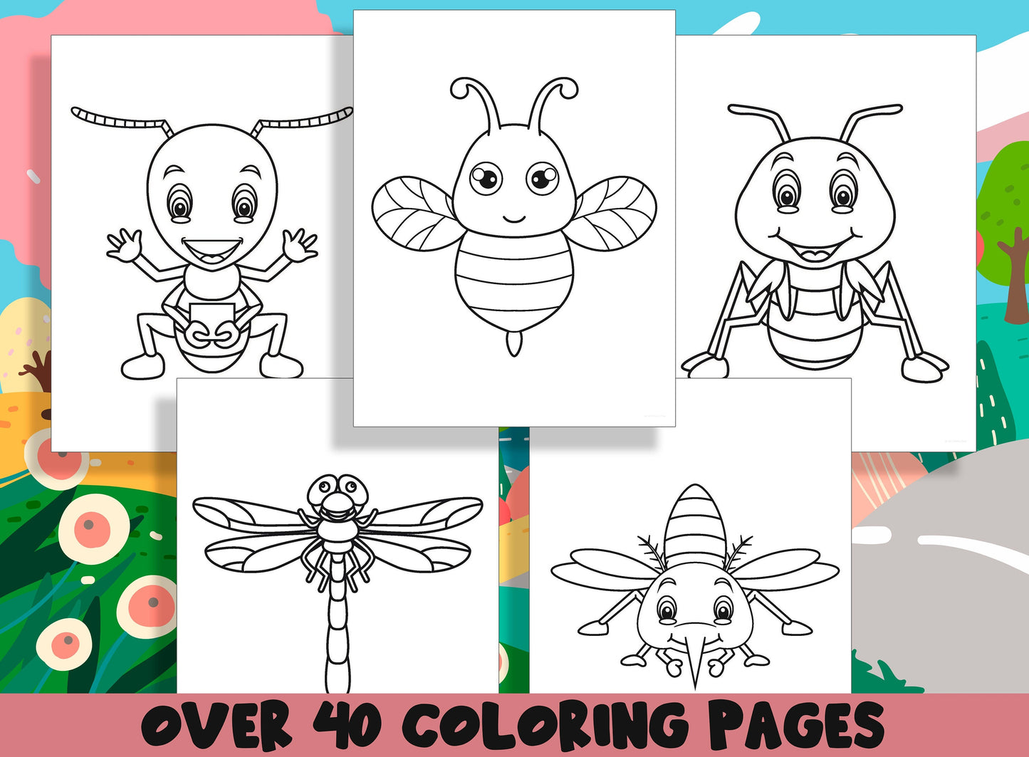 Animal Coloring Book, 40 Printable Animal Coloring Pages for Preschool, Kindergarten and Elementary School Children to Print and Color.