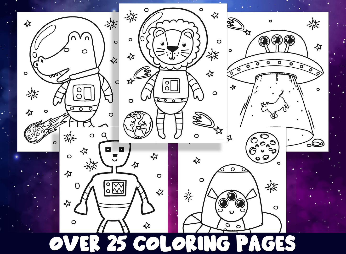 Space Coloring Pages, 25 Cute Kids Astronauts, Space and Astronomy Coloring Pages for Preschool, PreK and Kindergarten Children