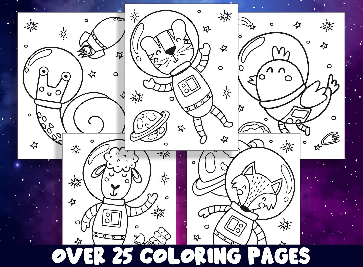 Space Coloring Pages, 25 Cute Kids Astronauts, Space and Astronomy Coloring Pages for Preschool, PreK and Kindergarten Children