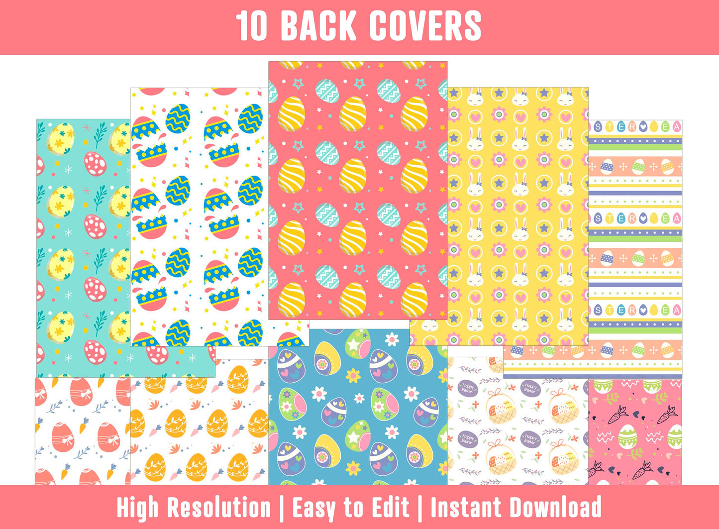 PowerPoint Binder Covers, 10 Printable/Editable Easter Binder Covers & Spines, Binder/Planner Inserts for Teacher, Student, Home School