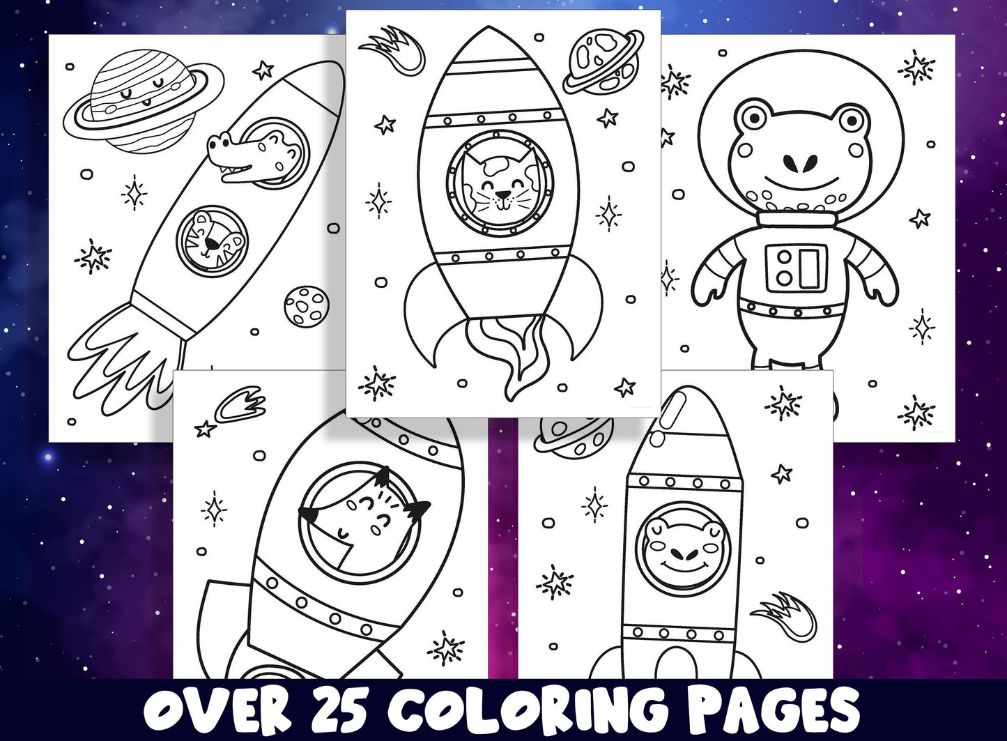Space Coloring Pages, 25 Cute Kids Astronauts, Space and Astronomy Coloring Pages for Preschool, PreK and Kindergarten Children