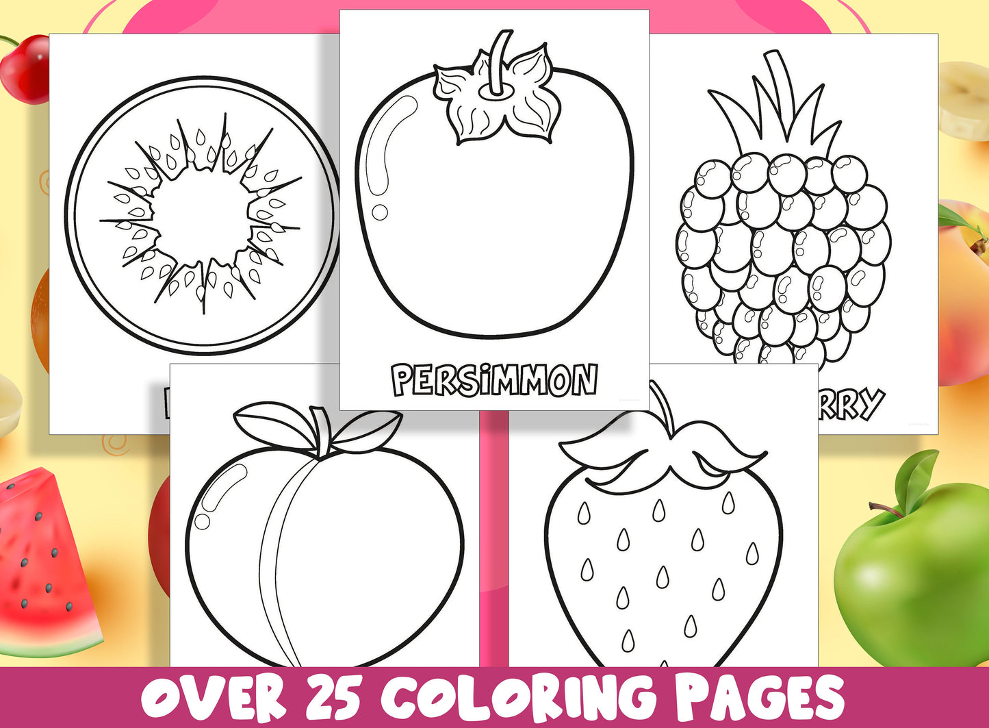 Fruit Coloring Pages, 25 Printable Fruit Coloring Pages for Preschool, PreK and Kindergarten Children