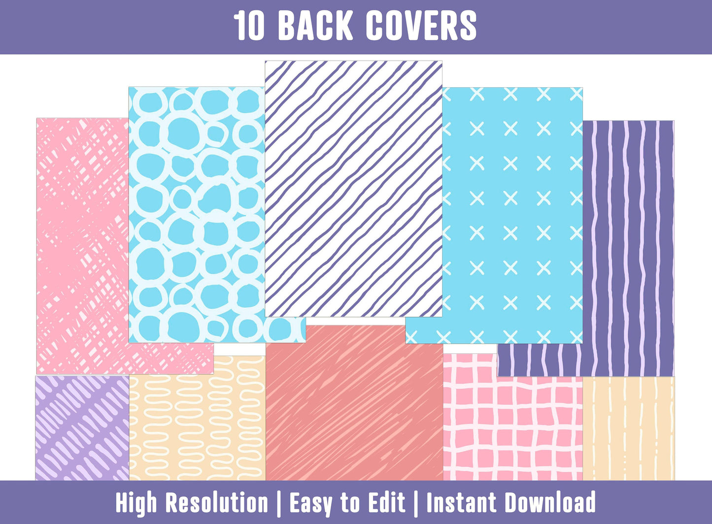 PowerPoint Binder Covers, 10 Printable/Editable Abstract Doodle Covers+Spines, Binder/Planner Inserts for Teacher, Student, Home School