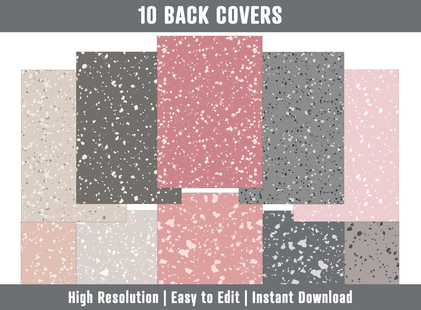 PowerPoint Binder Covers, 10 Printable/Editable Terrazzo Marble Covers+Spines, Binder/Planner Inserts for Teacher, Student, Home School
