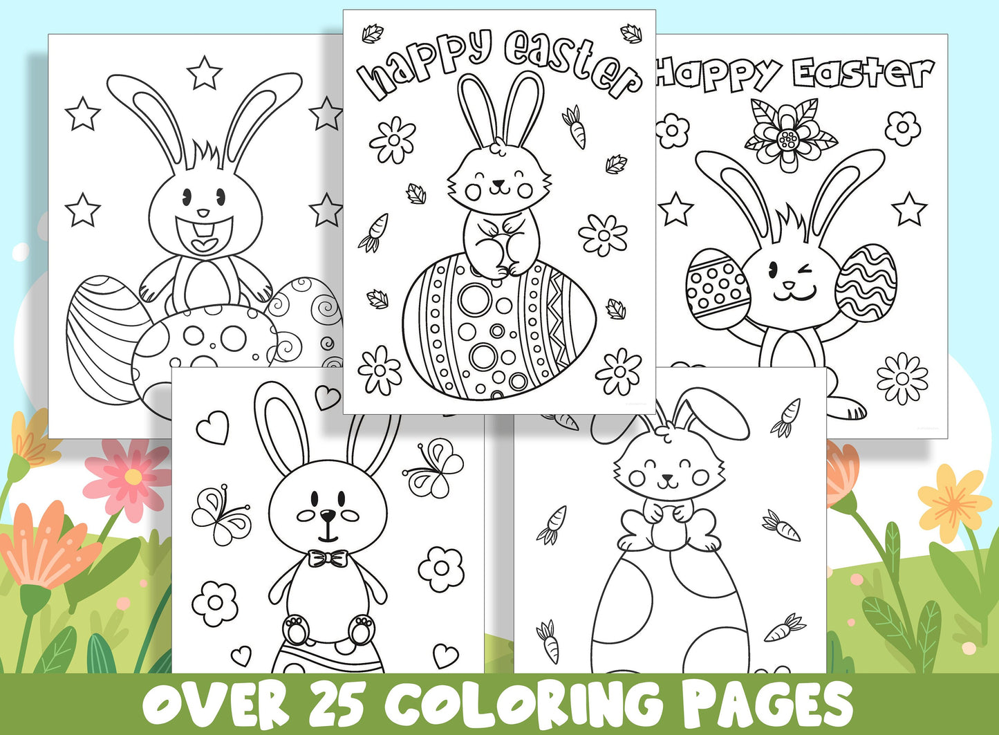 Easter Bunny Coloring Pages, 25 Printable Cute and Adorable Easter Bunny Coloring Sheets that the Kids Will Love