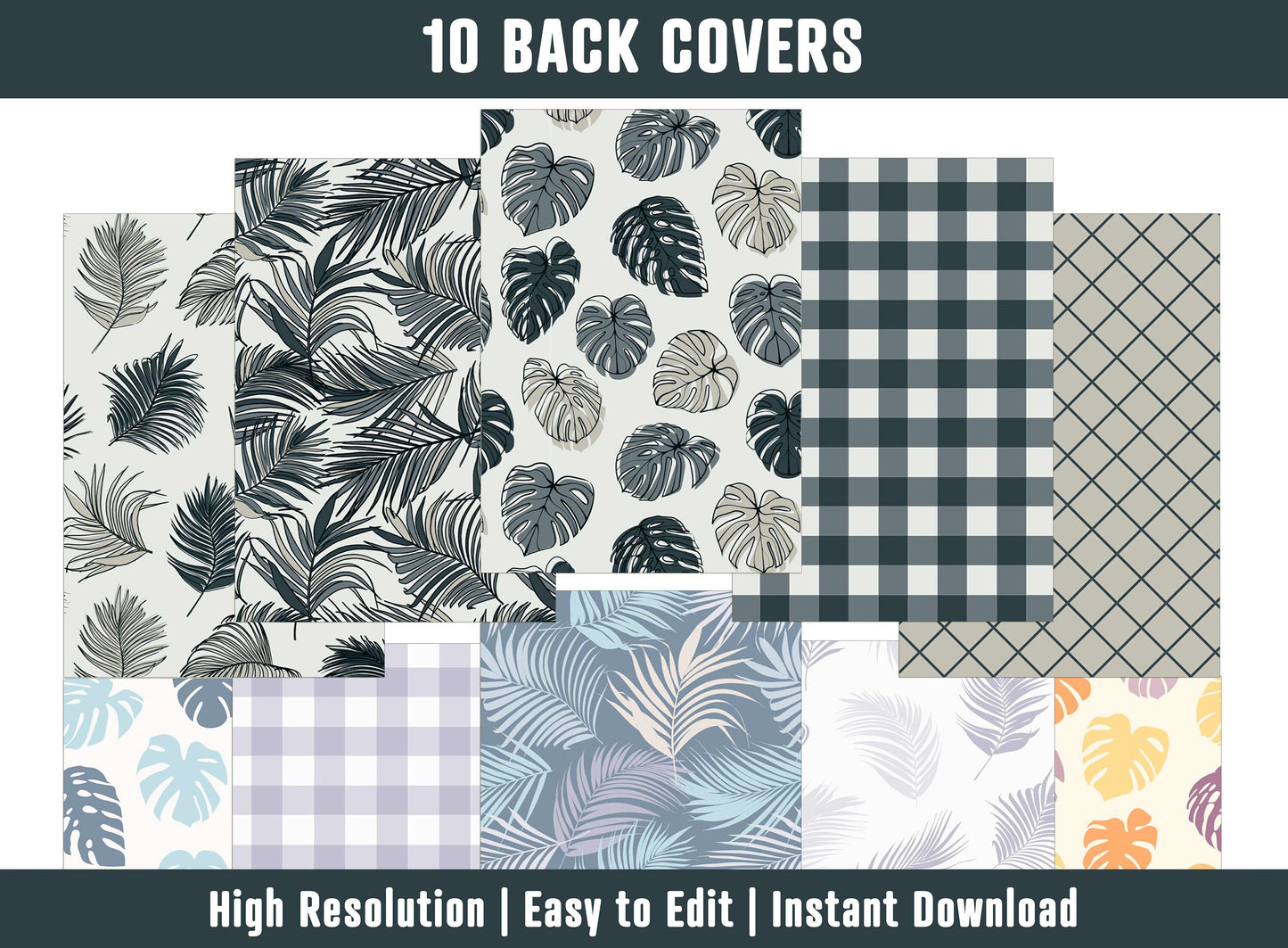 PowerPoint Binder Covers, 10 Printable/Editable Tropical Pattern Covers+Spines, Binder/Planner Inserts for Teacher, Student, Home School