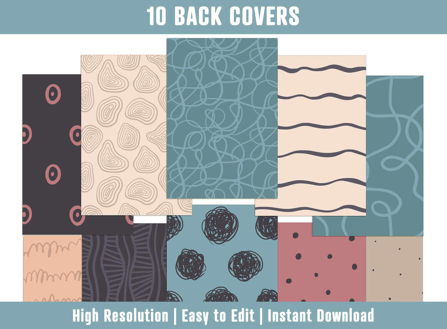 PowerPoint Binder Cover Templates, 10 Printable/Editable Abstract Covers+Spines, Binder/Planner Inserts for Teacher, Student, Home School
