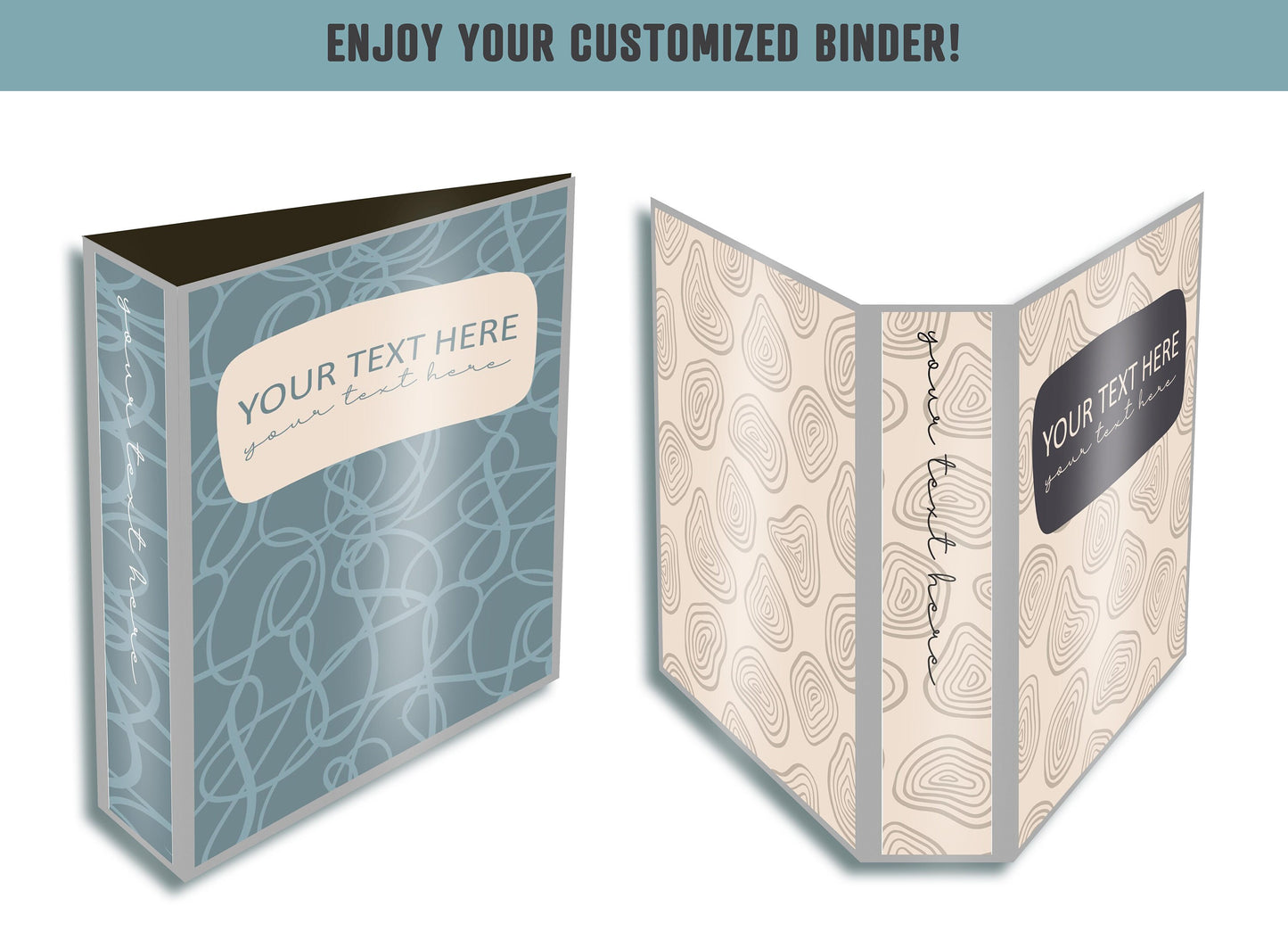 PowerPoint Binder Cover Templates, 10 Printable/Editable Abstract Covers+Spines, Binder/Planner Inserts for Teacher, Student, Home School