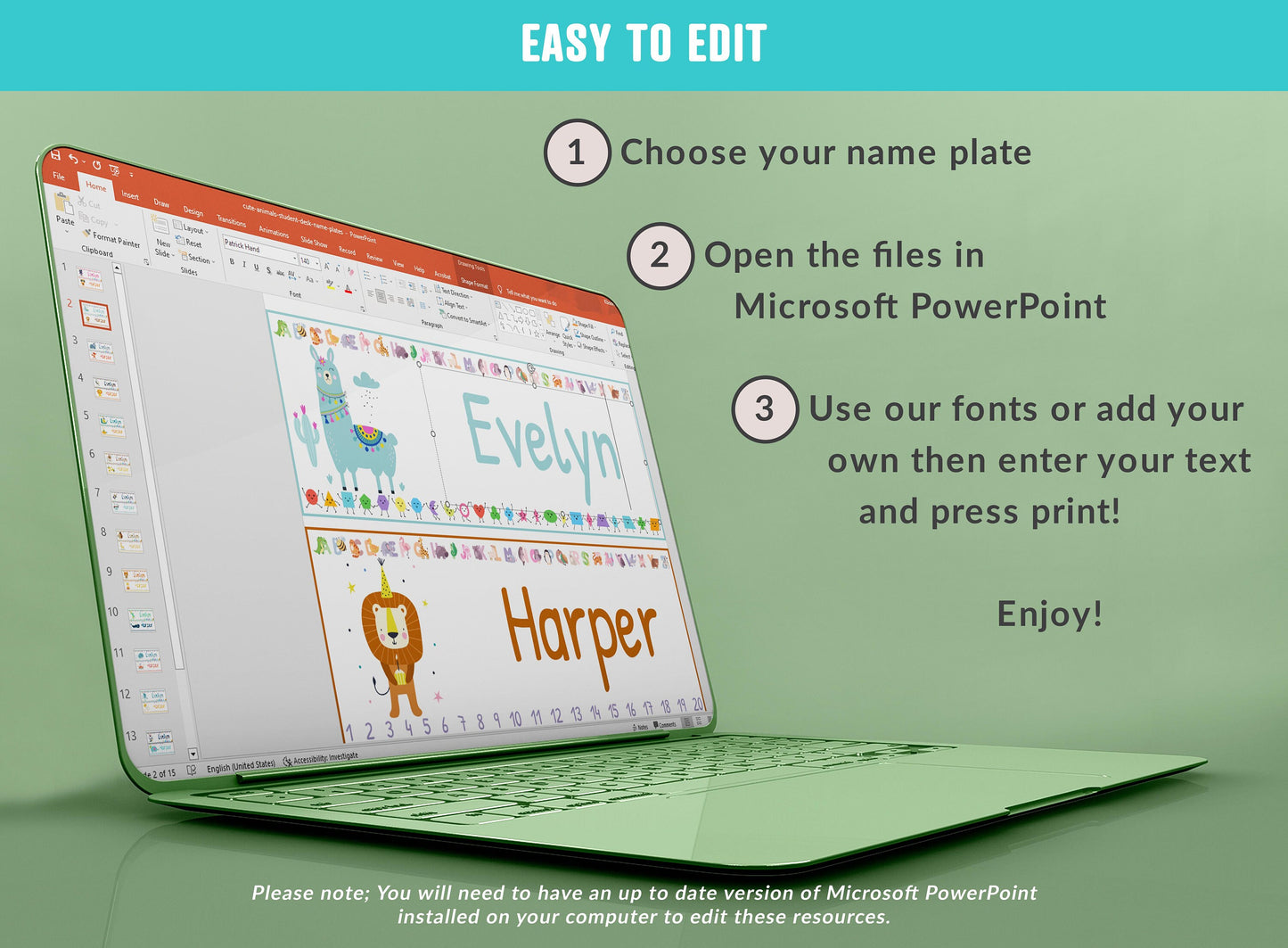 Student Desk Plates, 30 Printable/Editable Cute and Funny Animal Classroom Name Tags & Name Plates, a Helpful Addition to Your Classroom