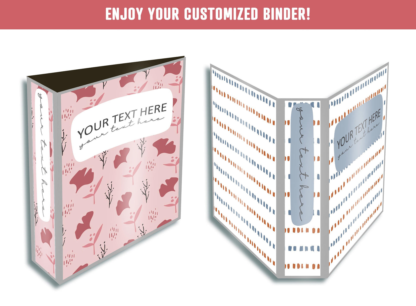 PowerPoint Binder Covers, 10 Printable/Editable Geometric and Floral Covers+Spines, Binder/Planner Inserts for Teacher, Student, Home School
