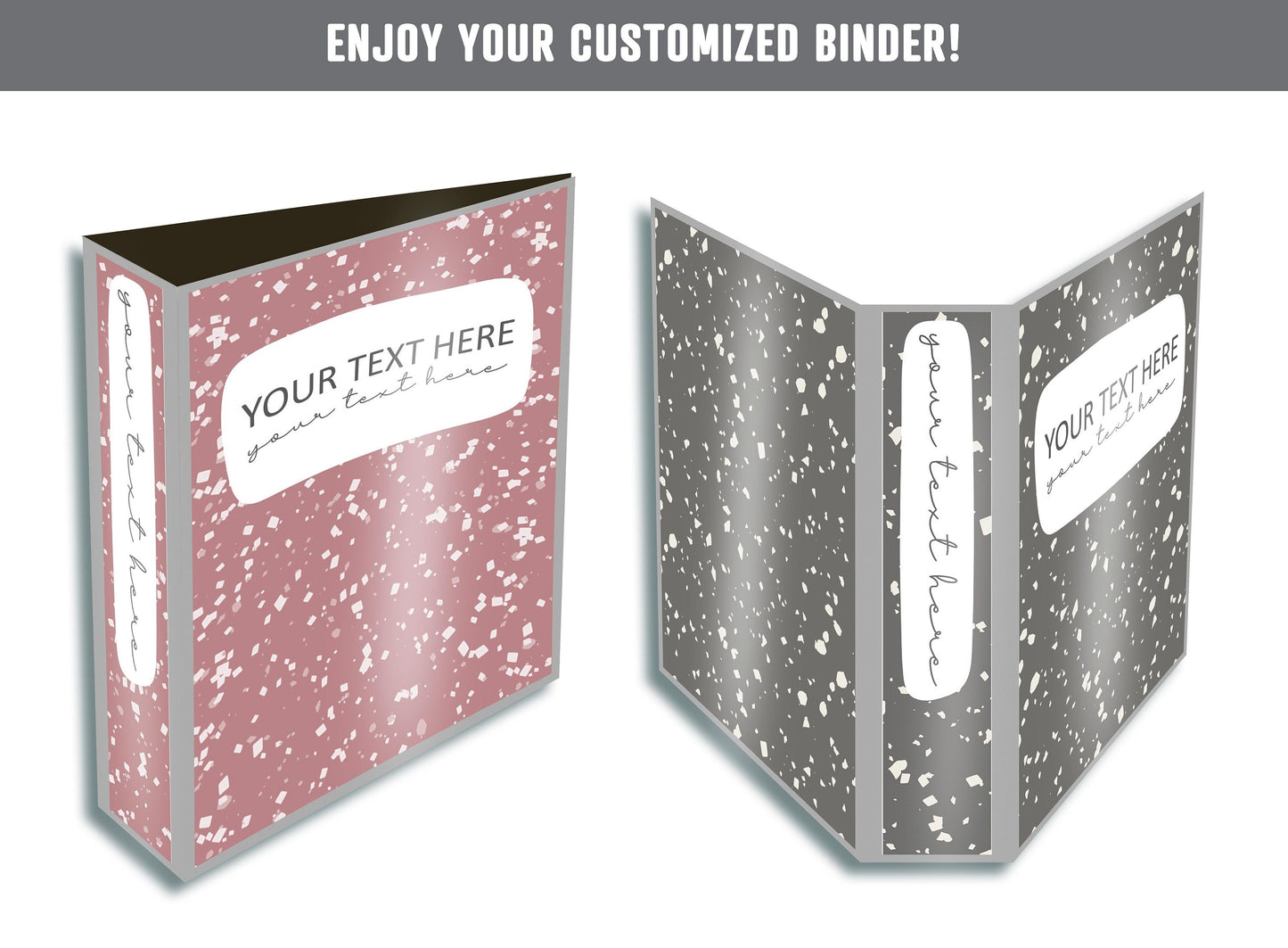 PowerPoint Binder Covers, 10 Printable/Editable Terrazzo Marble Covers+Spines, Binder/Planner Inserts for Teacher, Student, Home School
