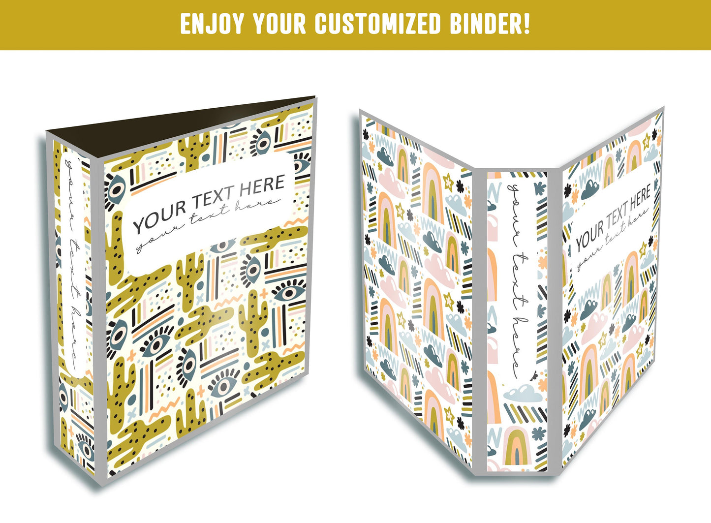 PowerPoint Binder Covers, 10 Printable/Editable Flat Abstract Doodle Covers+Spines, Binder/Planner Inserts for Teacher, Student, Home School