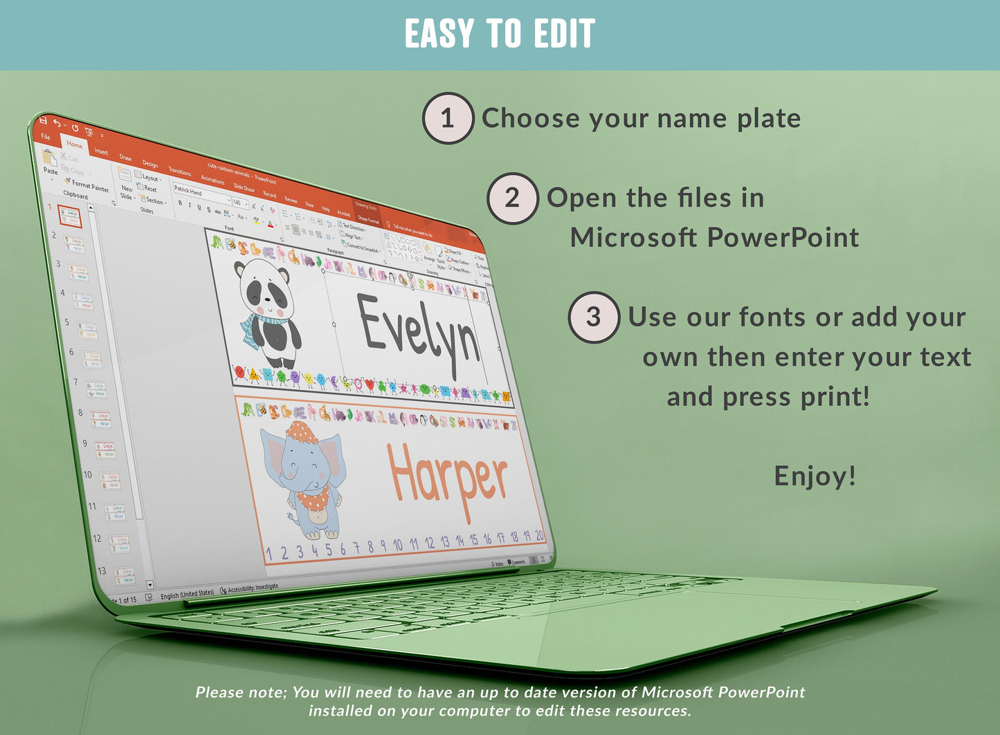 Student Desk Plates, 30 Printable/Editable Cute Cartoon Animals Classroom Name Tags & Name Plates, a Helpful Addition to Your Classroom