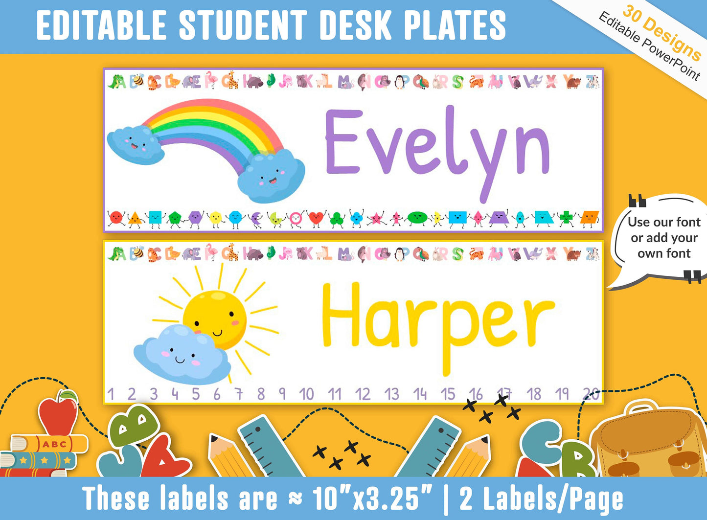 Student Desk Plates, 30 Printable/Editable Cute Weather Classroom Name Tags/Name Plates for Student, a Helpful Addition to Your Classroom