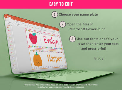 Student Desk Plates, 30 Printable/Editable Fruits and Vegetables Classroom Name Tags/Name Plates, a Helpful Addition to Your Classroom