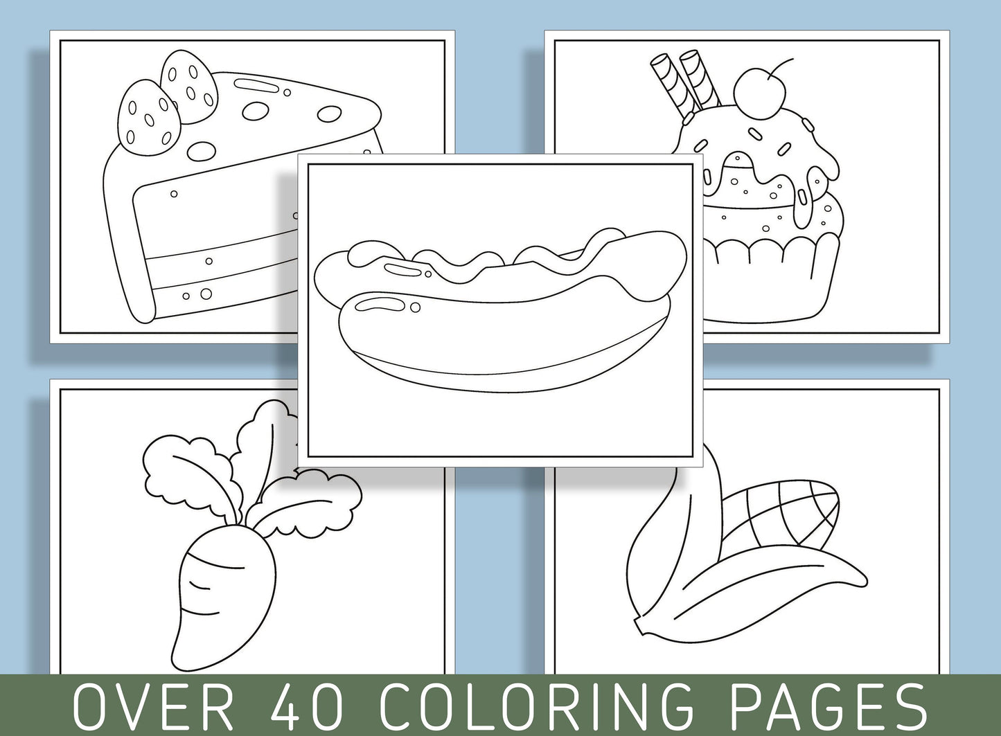 Make Learning Fun with 40 Printable Food Coloring Pages - Perfect for Preschool and Kindergarten Curriculum - PDF File, Instant Download