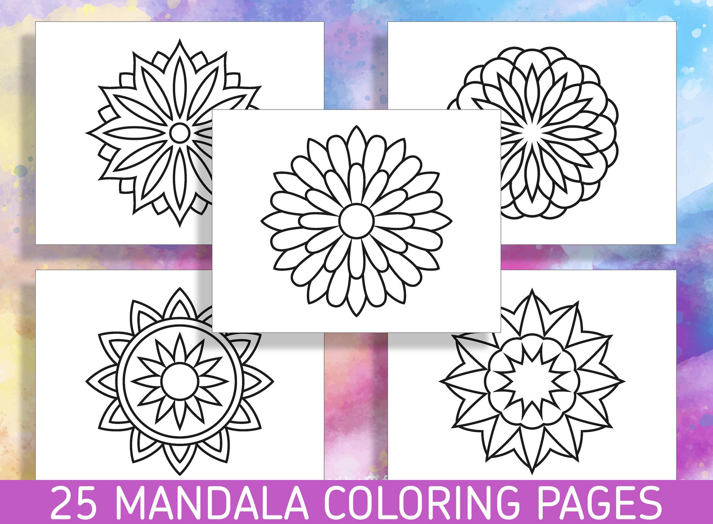 Beginner Mandala Coloring: 25 Delightful Mandala Coloring Pages for Kindergarten and Preschool Kids! - PDF File, Instant Download