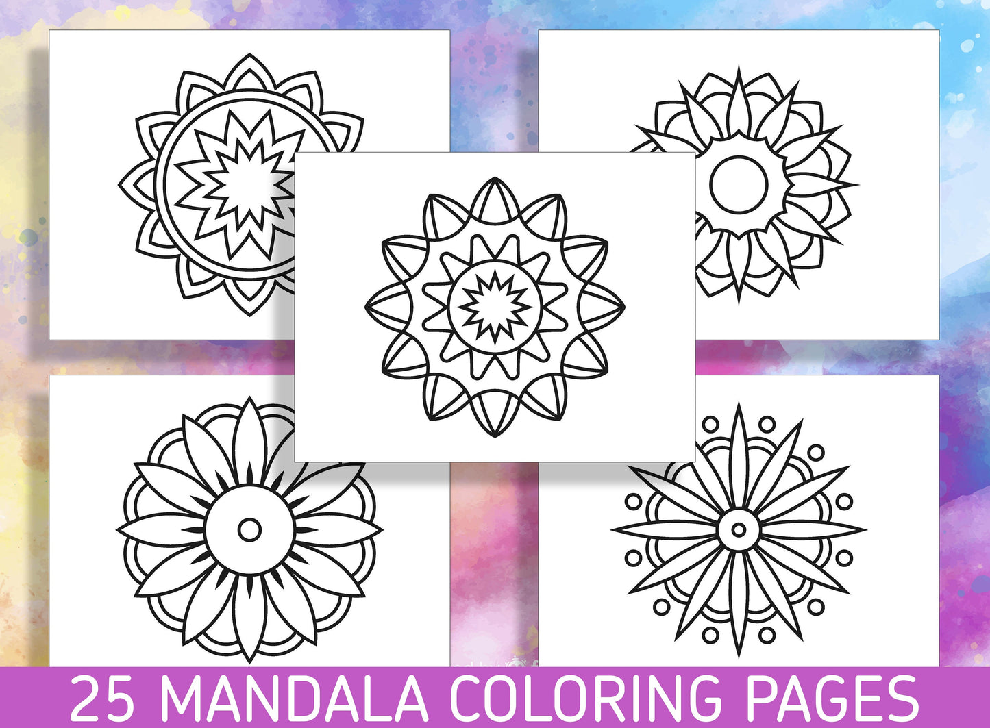Beginner Mandala Coloring: 25 Delightful Mandala Coloring Pages for Kindergarten and Preschool Kids! - PDF File, Instant Download
