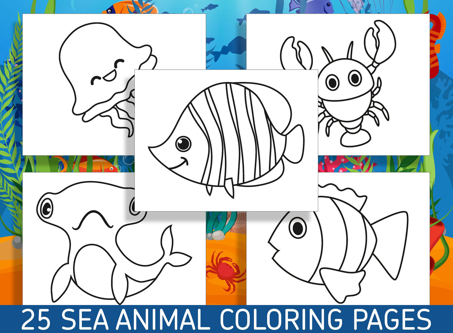 Explore the Wonders of the Sea with 25 Adorable Coloring Pages - Ideal for Kindergarten and Preschool! - PDF File, Instant Download