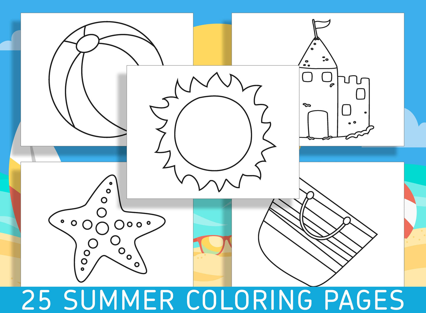 Summer Coloring Sheets, Get Creative this Summer with 25 Fun and Engaging Coloring Sheets for Kindergarten and Preschool! - Instant Download