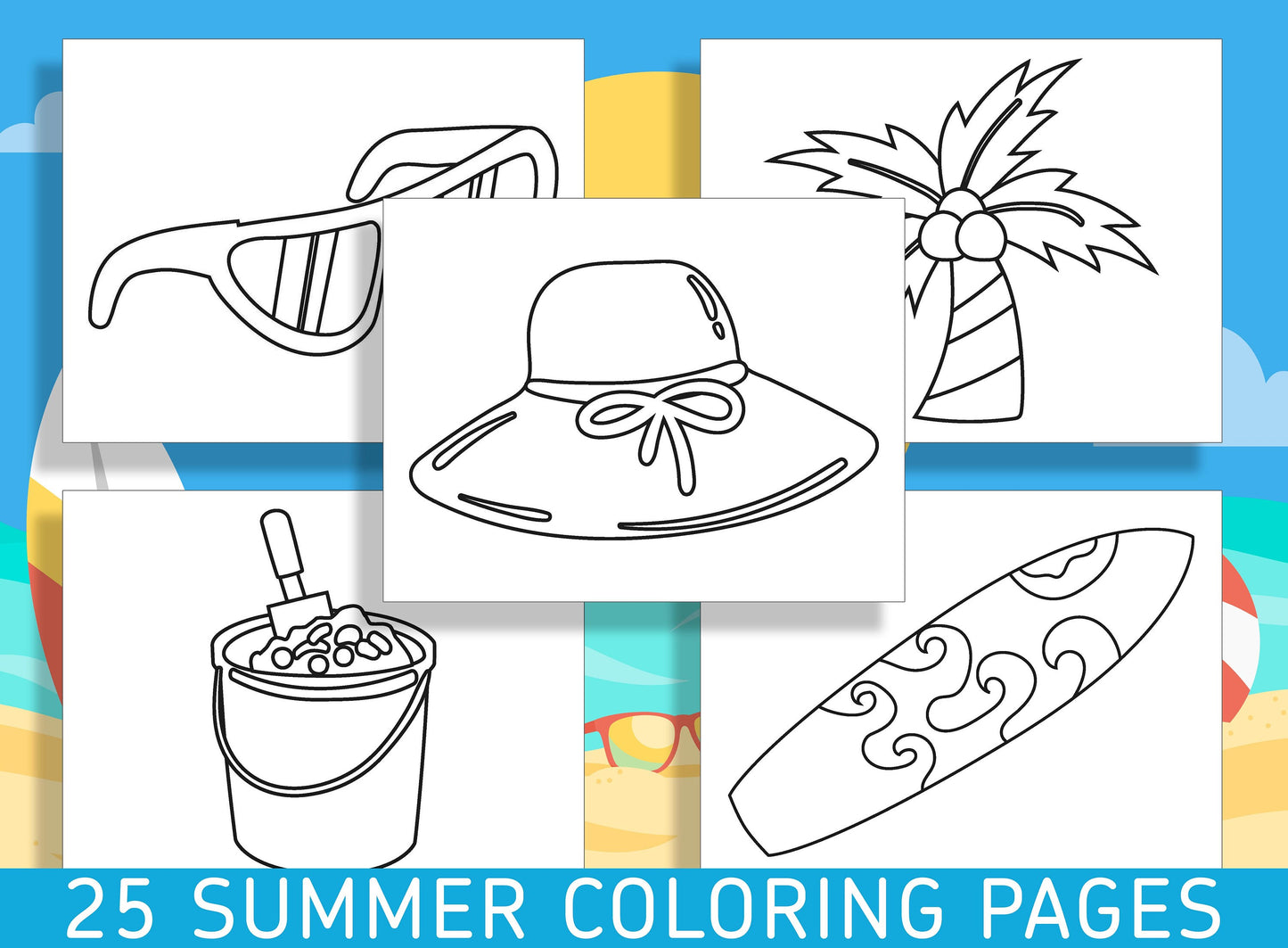 Summer Coloring Sheets, Get Creative this Summer with 25 Fun and Engaging Coloring Sheets for Kindergarten and Preschool! - Instant Download