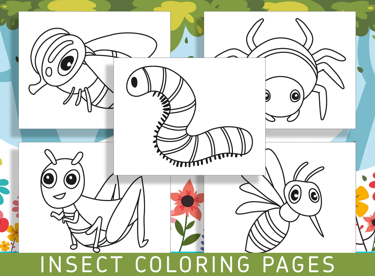 Buzz into Fun with 25 Insect Coloring Pages - Perfect for Kindergarten and Preschool! - PDF File, Instant Download
