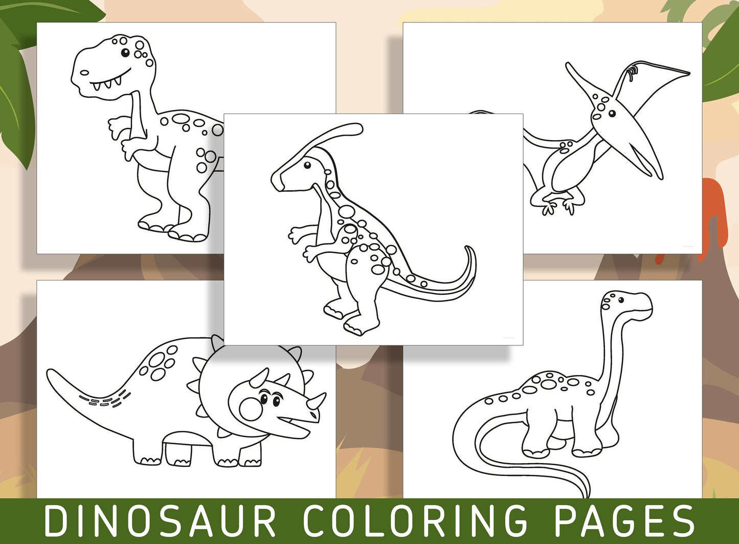 Roar-some Fun for Little Learners: 25 Page Dinosaur Coloring Book PDF for Kindergarten and Preschool, Instant Download