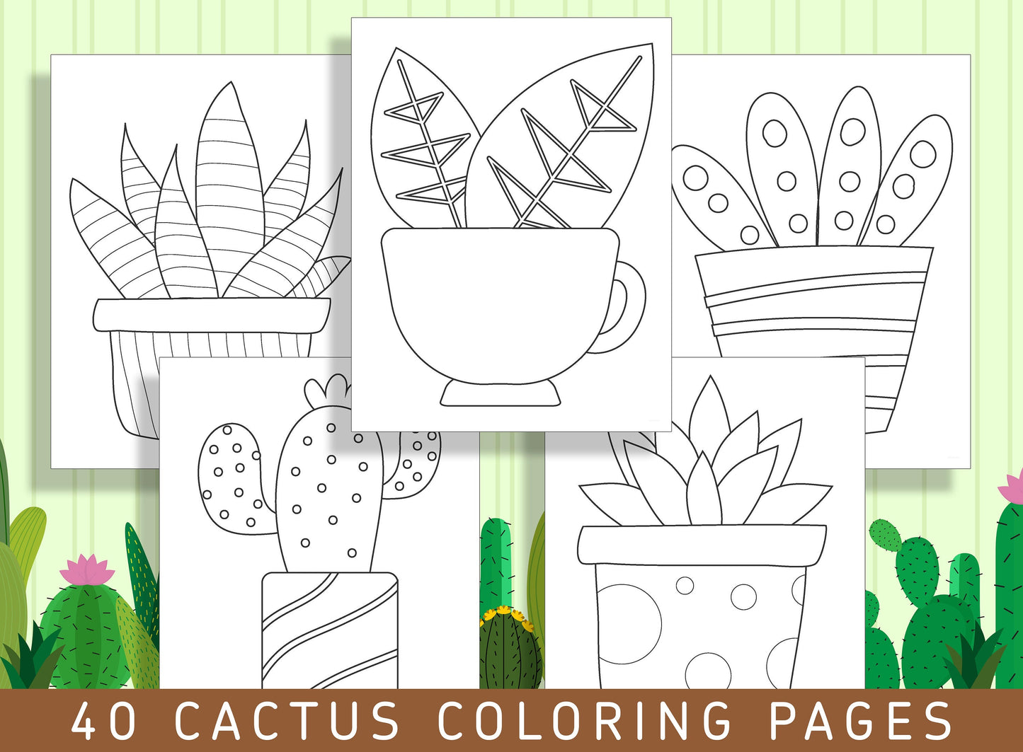 Spiky Fun for Little Ones: 40 Cactus Coloring Pages for Kindergarten and Preschoolers! - PDF File, Instant Download