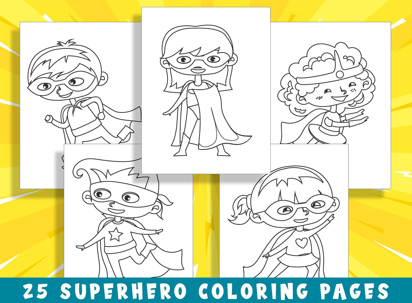 Unleash Your Child's Inner Hero with 25 Superhero Coloring Pages - Perfect for Preschool and Kindergarten! - PDF File, Instant Download