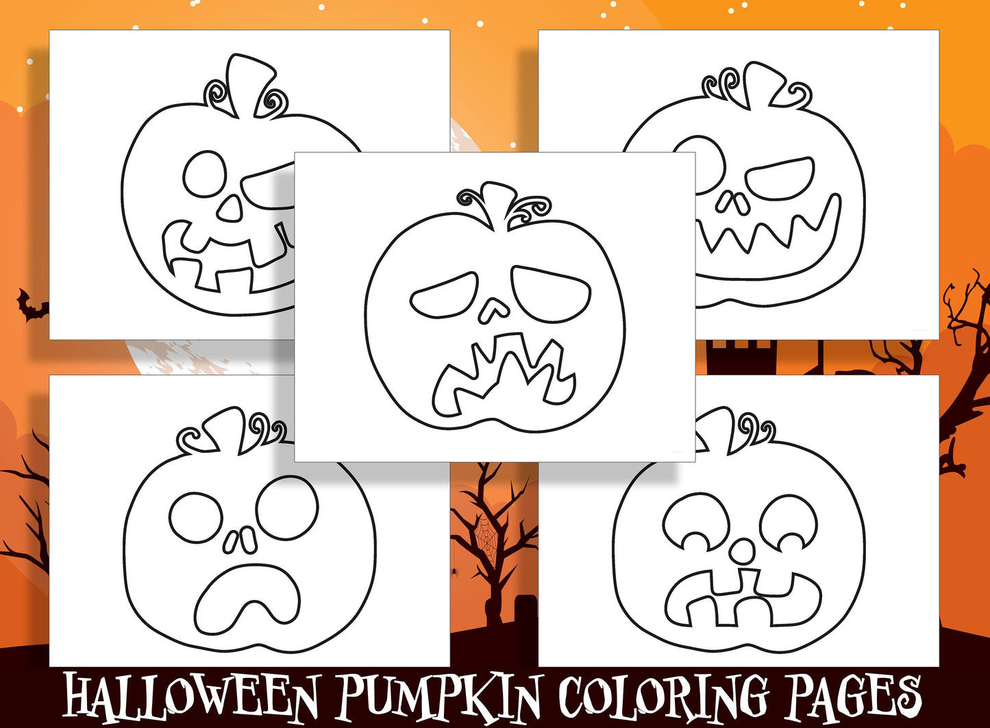 Spooky Fun for Little Ones: 25 Halloween Pumpkin Coloring Pages for Preschool and Kindergarten - PDF File, Instant Download