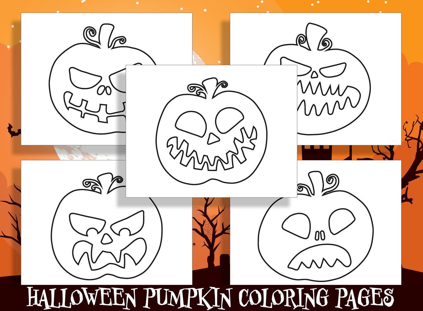 Spooky Fun for Little Ones: 25 Halloween Pumpkin Coloring Pages for Preschool and Kindergarten - PDF File, Instant Download